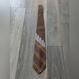 Wemlon Fabric Wembley Neck Tie Vintage Retro Brown Medieval Lion Crest Necktie